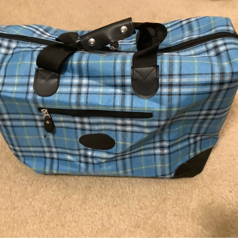 Blue Plaid Carry-On Bag